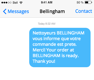 Order “Ready” Notification by Text Message or Email